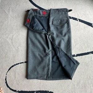 Prada Gray Virgin Wool Pencil Skirt Adjustable Waist Tabs Size 40 Italy Made